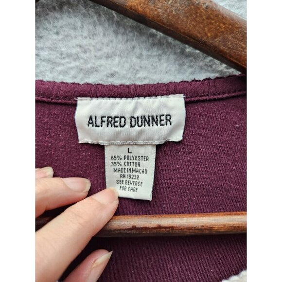 Alfred Dunner Burgundy Embroidered Floral Button-Up Cardigan Sweater Large 65% P - Picture 2 of 4